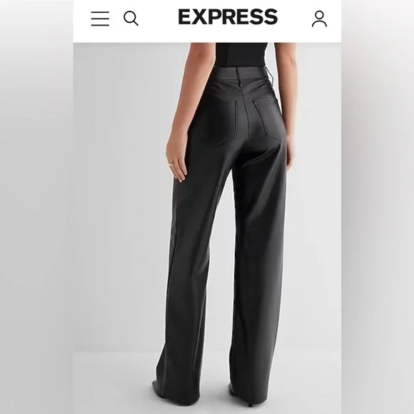 NWT Express High Waisted Faux Leather Wide Leg Pant
Black - Picture 4 of 5